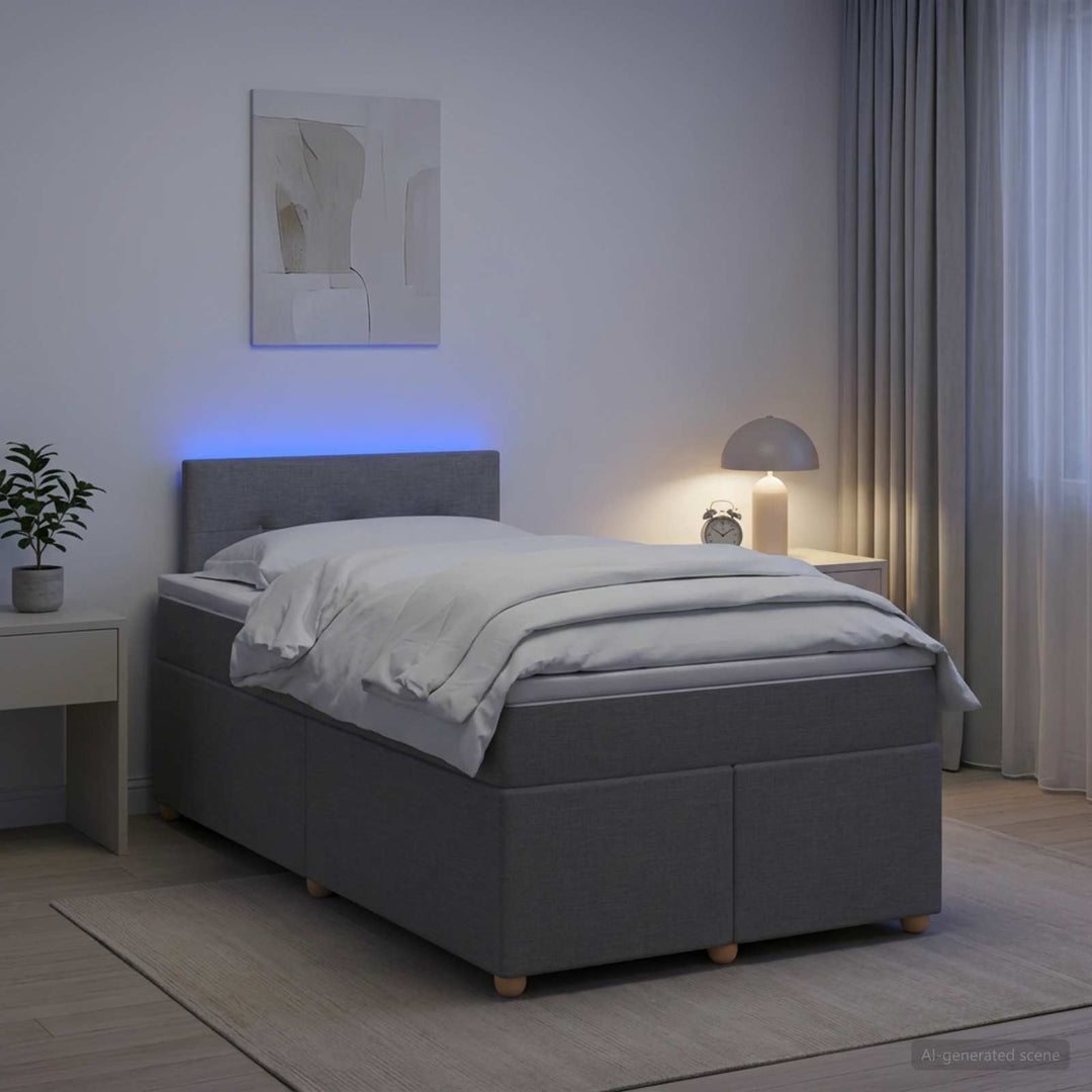 Boxmadras med topmadras Lysegrå 120 x 190 cm Stof
