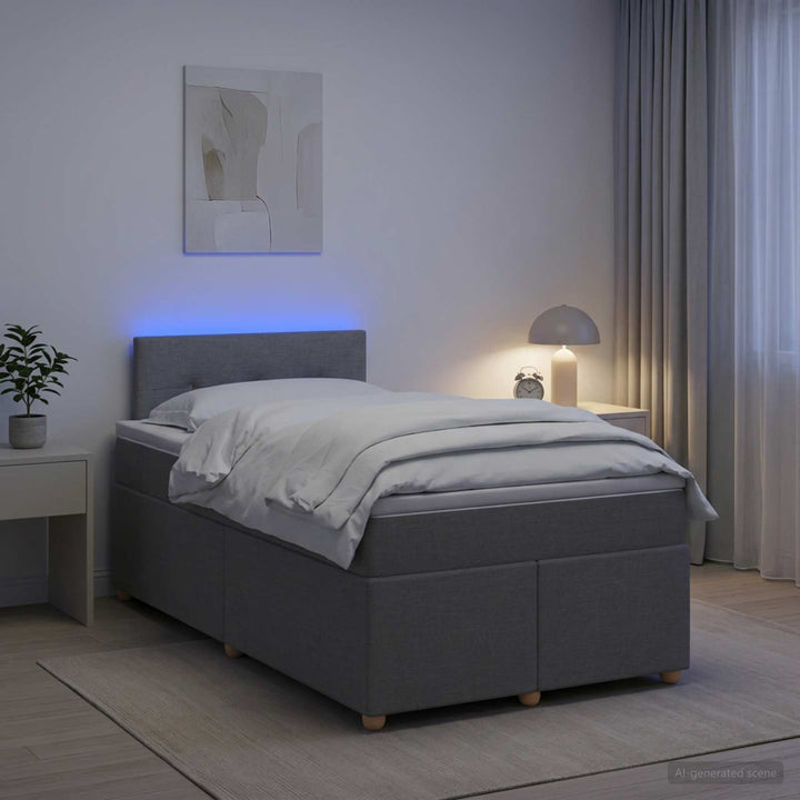Boxmadras med topmadras Lysegrå 120 x 190 cm Stof