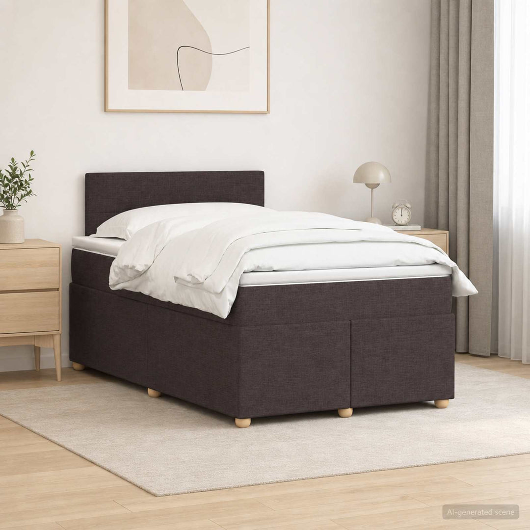 Boxmadras med topmadras Mørk Brun 120 x 200 cm Stof