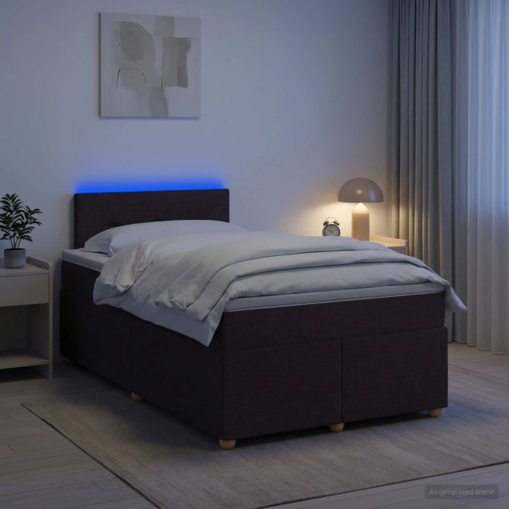 Boxmadras med topmadras Mørk Brun 120 x 200 cm Stof