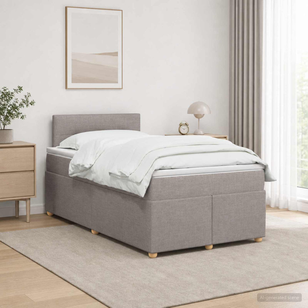 Boxmadras med topmadras Gråbrun 120 x 200 cm Stof