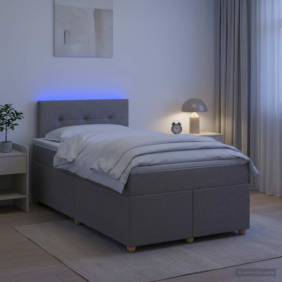 Boxmadras med topmadras Gråbrun 120 x 190 cm Stof