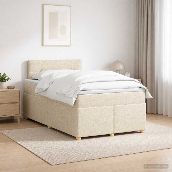 Boxmadras med topmadras Cremefarvet 120 x 190 cm Stof