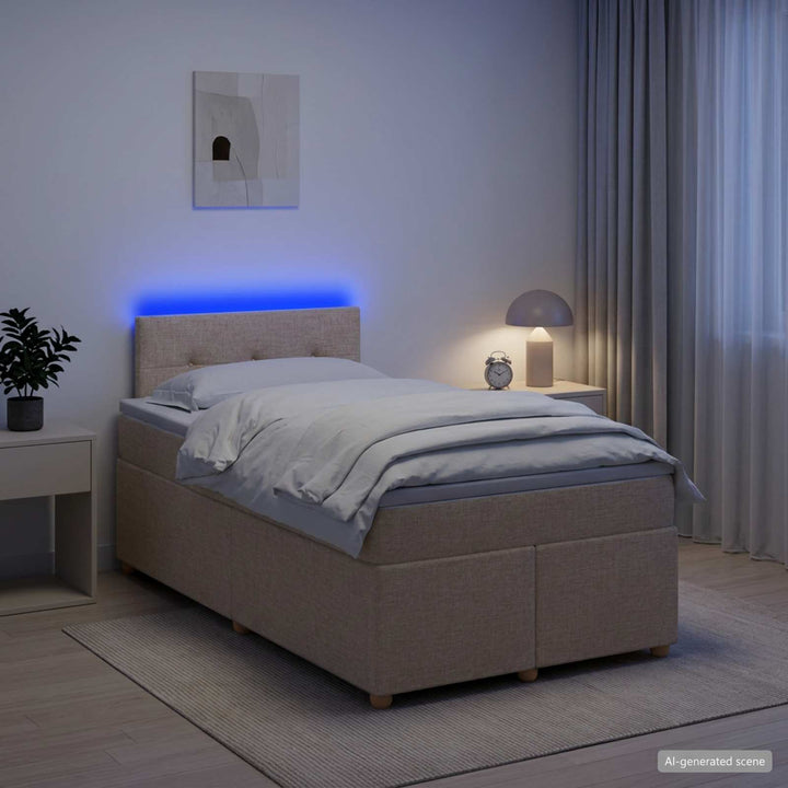 Boxmadras med topmadras Cremefarvet 120 x 200 cm Stof
