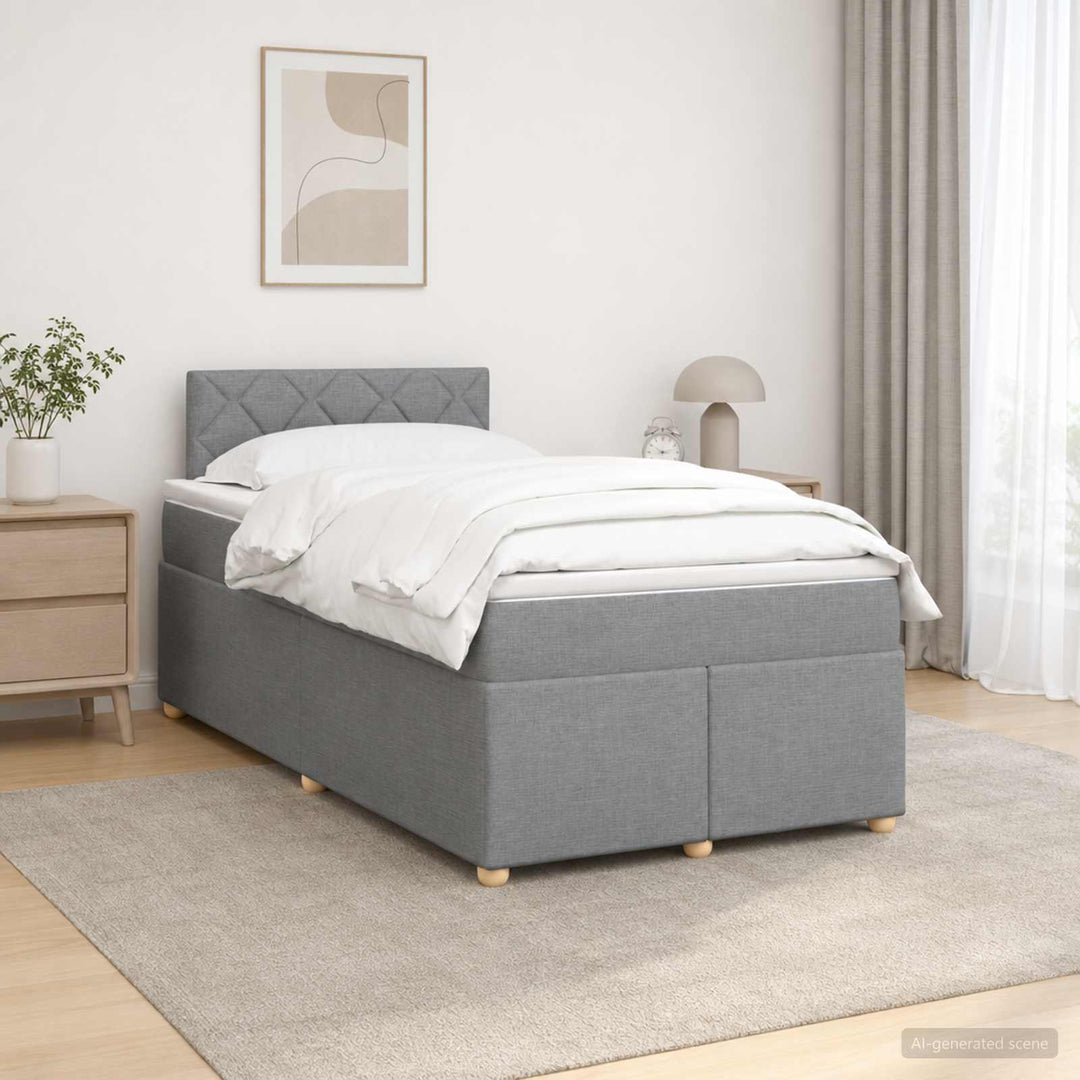 Boxmadras med topmadras Lysegrå 120 x 190 cm Stof