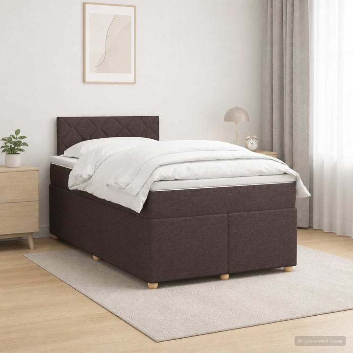 Boxmadras med topmadras Mørk Brun 120 x 200 cm Stof