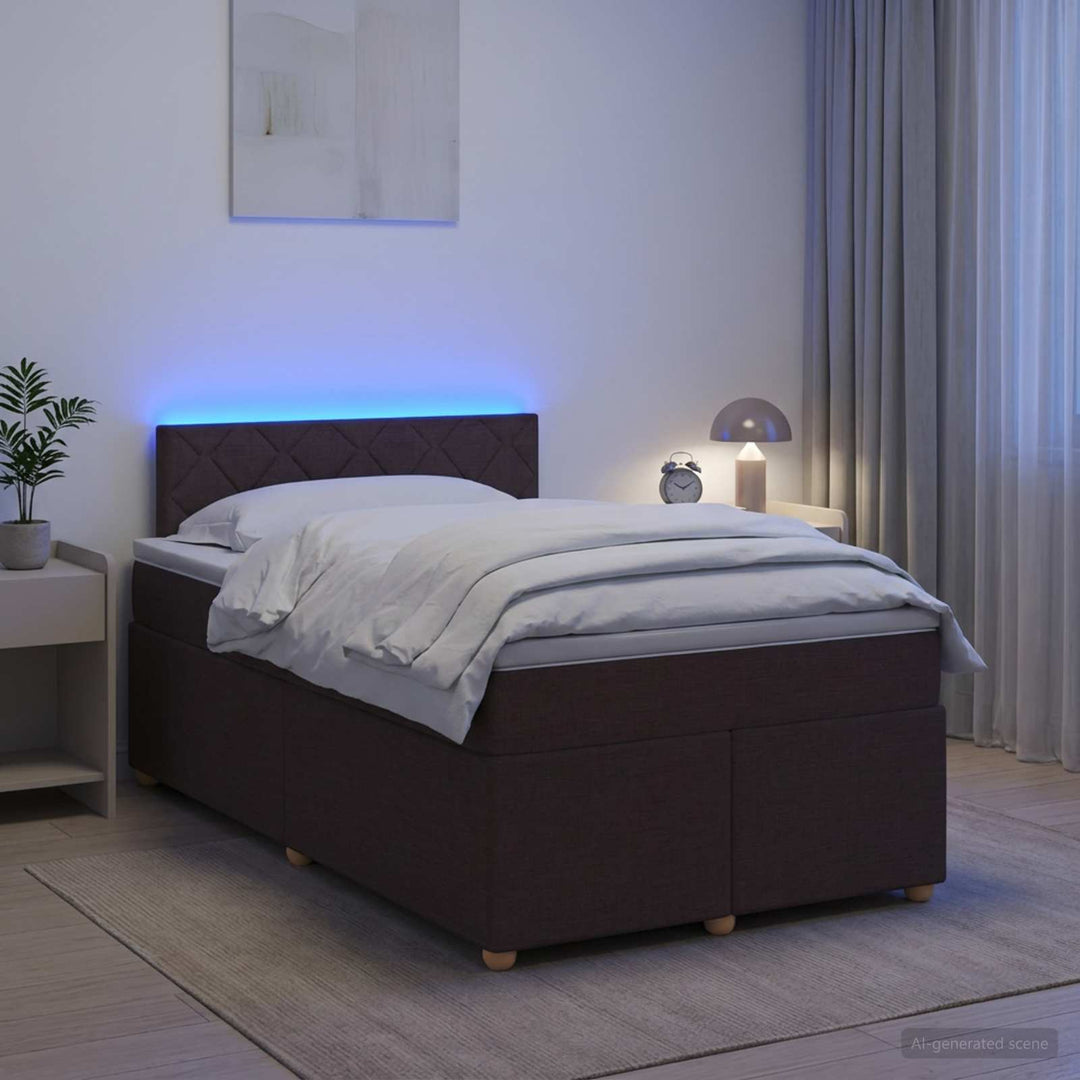 Boxmadras med topmadras Mørk Brun 120 x 200 cm Stof