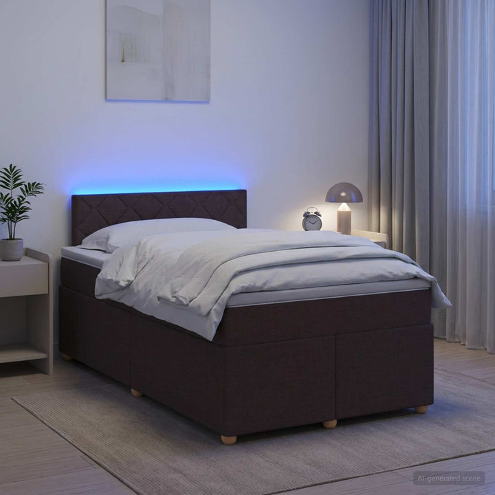 Boxmadras med topmadras Mørk Brun 120 x 200 cm Stof