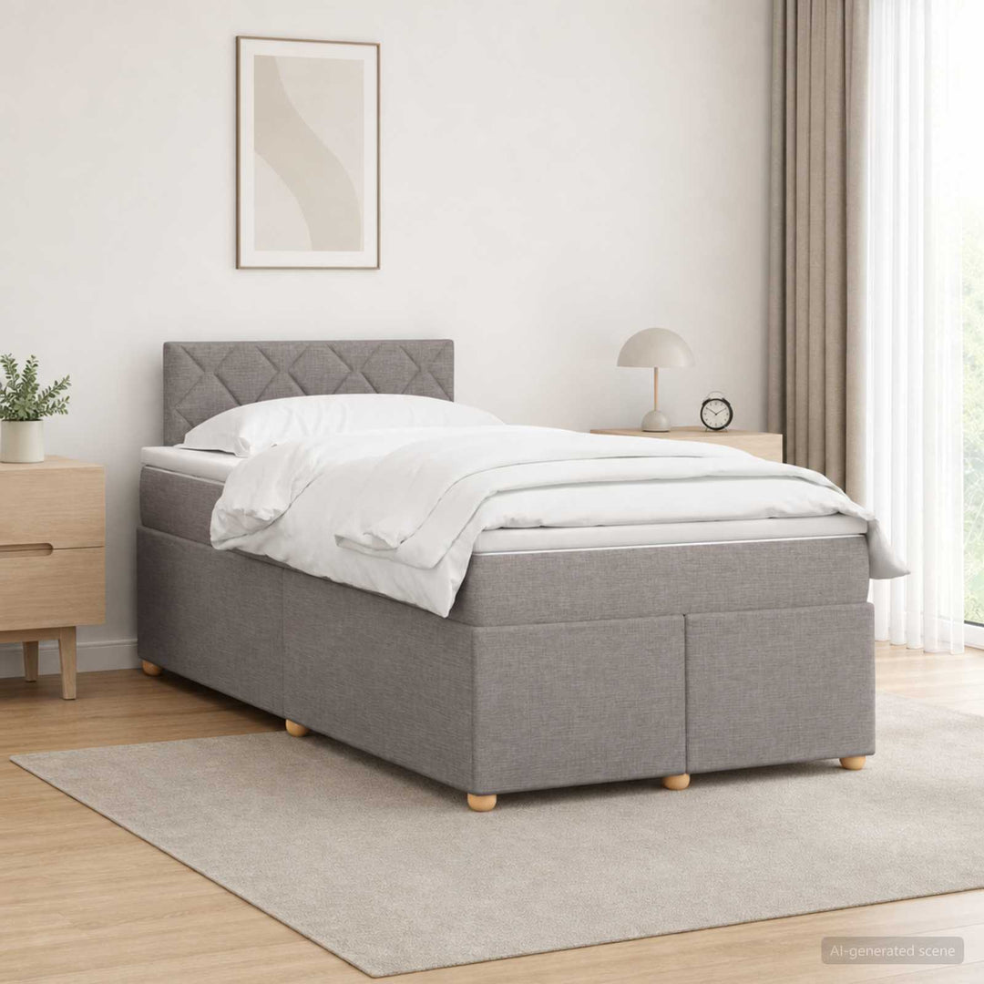 Boxmadras med topmadras Gråbrun 120 x 200 cm Stof