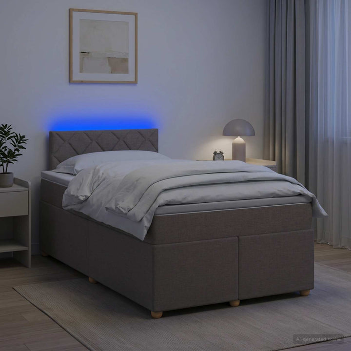 Boxmadras med topmadras Gråbrun 120 x 200 cm Stof
