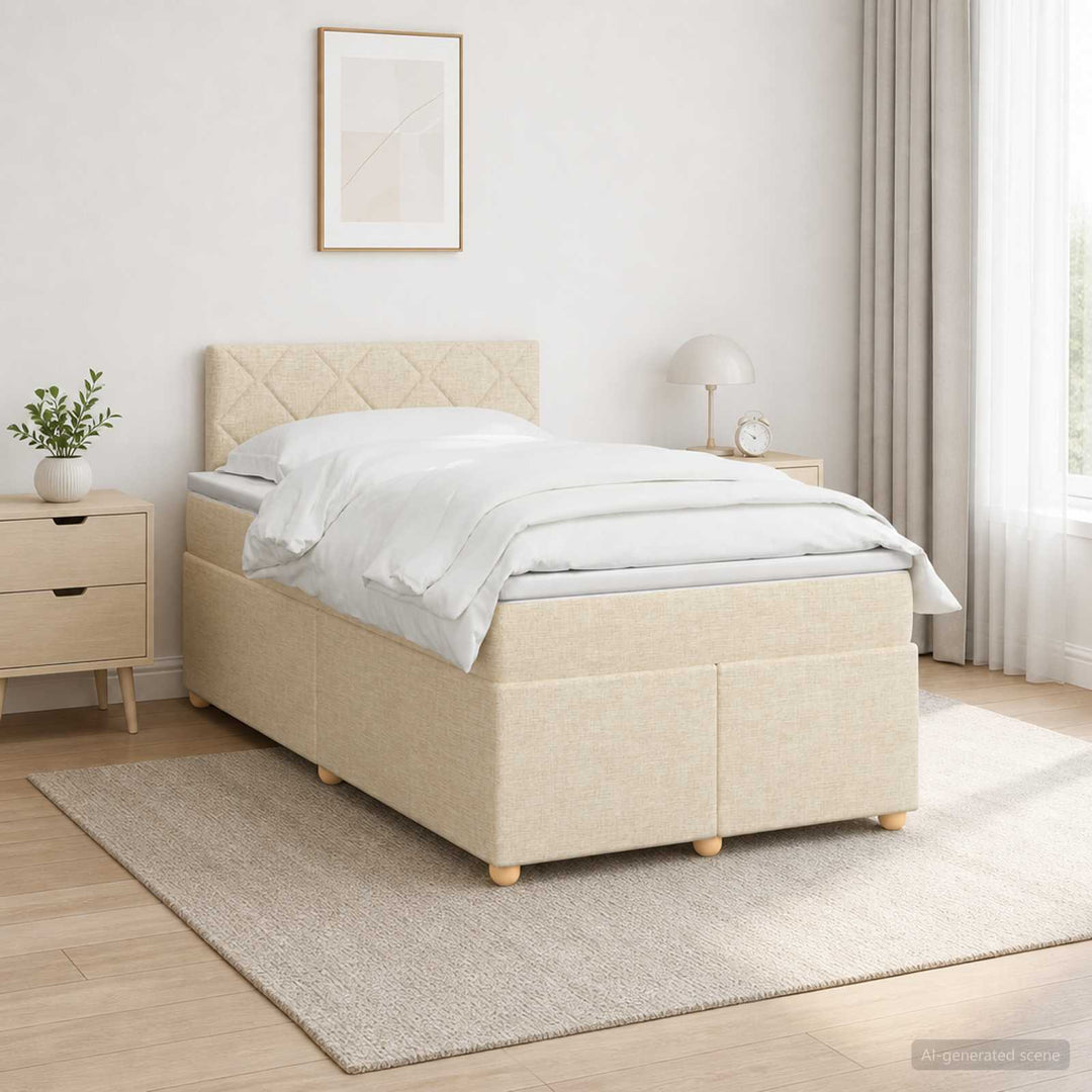 Boxmadras med topmadras Cremefarvet 120 x 190 cm Stof