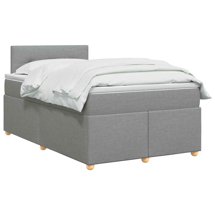Boxmadras med topmadras Lysegrå 120 x 200 cm Stof