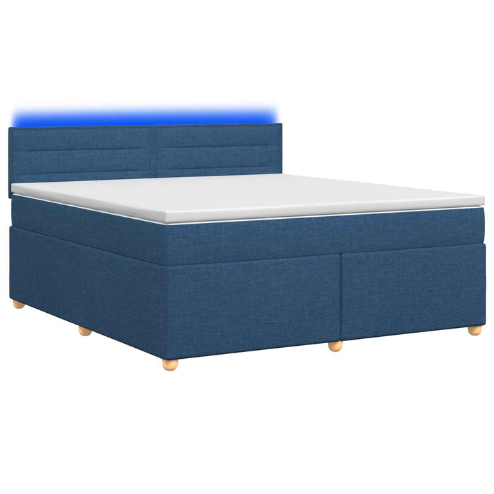 Boxmadras med topmadras med hovedgærde Blå 140 x 190 cm Stof
