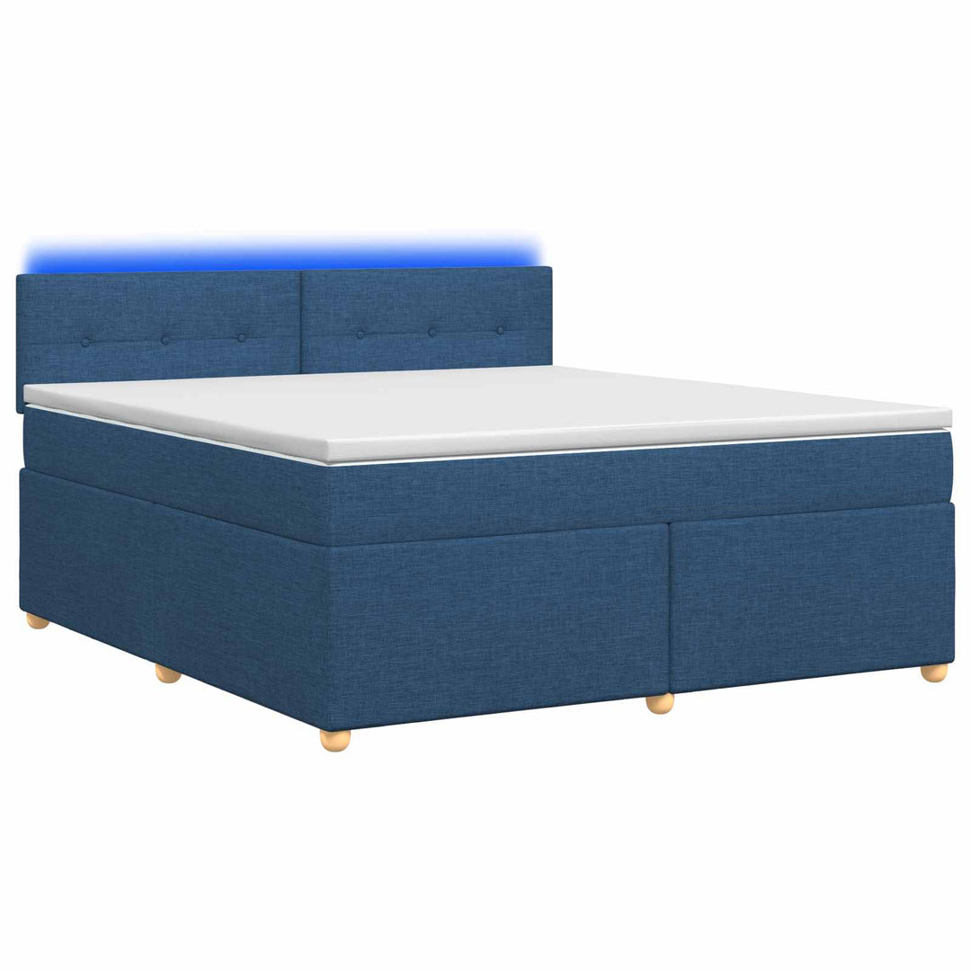Boxmadras med topmadras med hovedgærde Blå 140 x 190 cm Stof