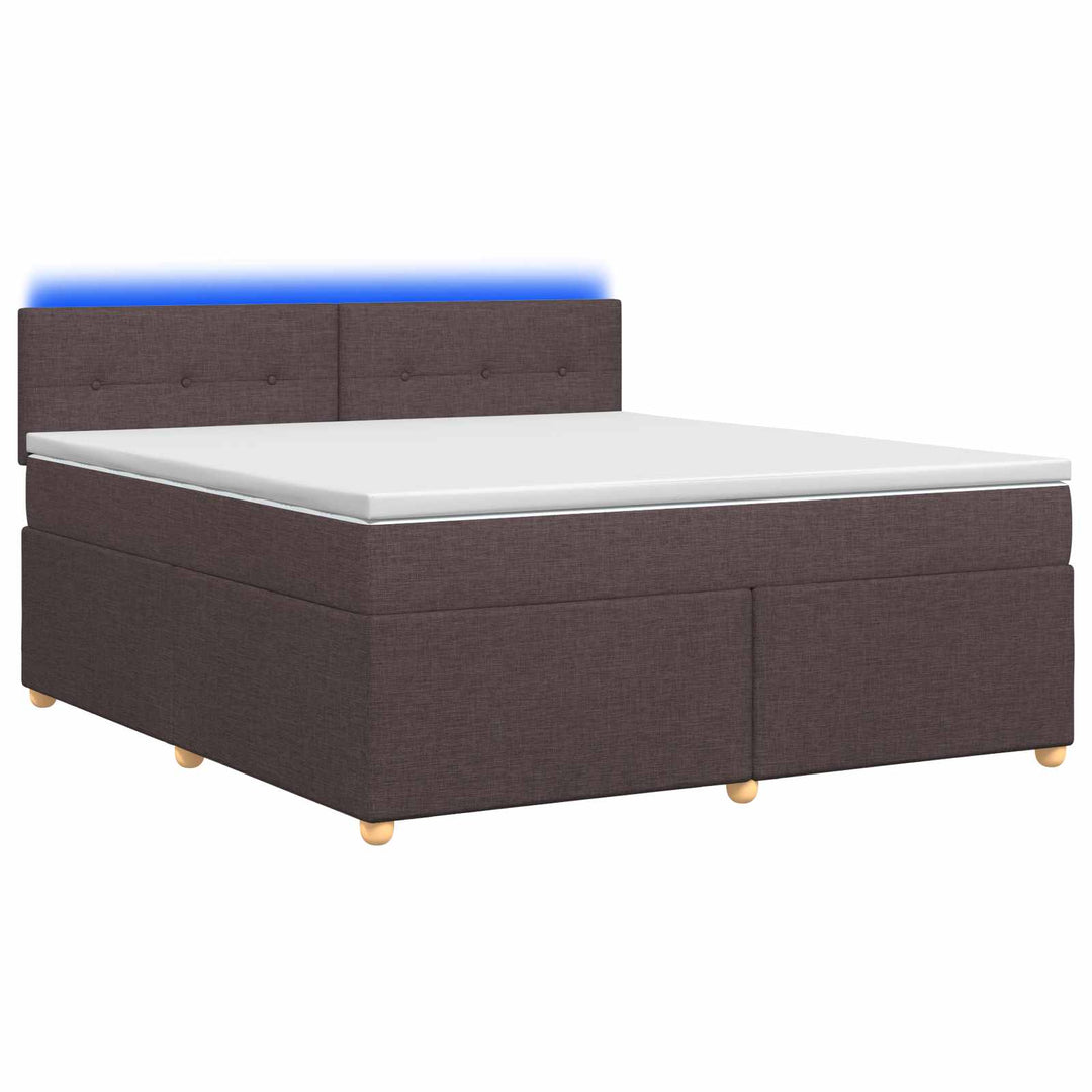 Boxmadras med topmadras Mørk Brun 140 x 200 cm Stof