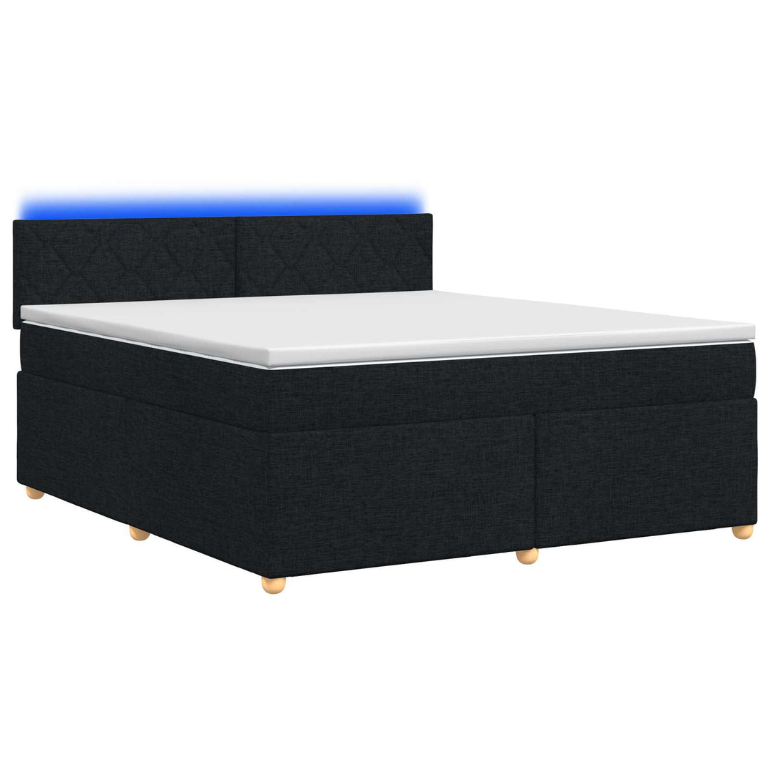 Boxmadras med topmadras med hovedgærde Sort 140 x 200 cm Stof