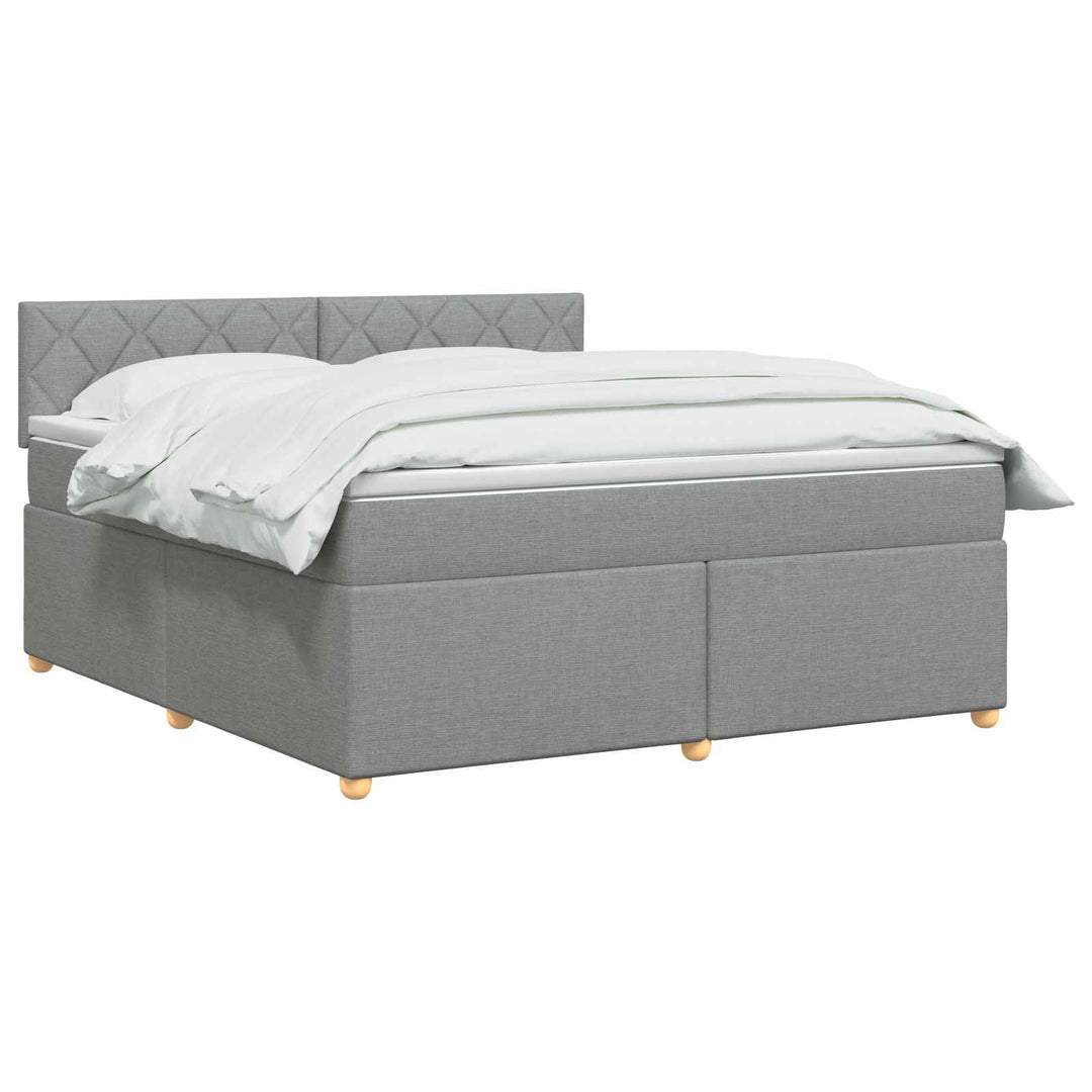 Boxmadras med topmadras Lysegrå 160 x 200 cm Stof