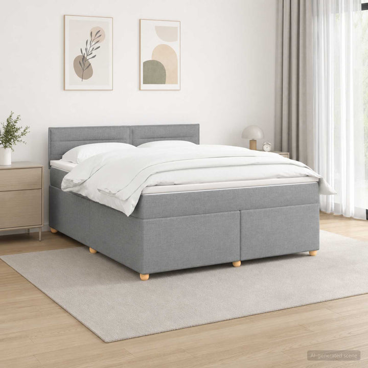 Boxmadras med topmadras Lysegrå 140 x 200 cm Stof