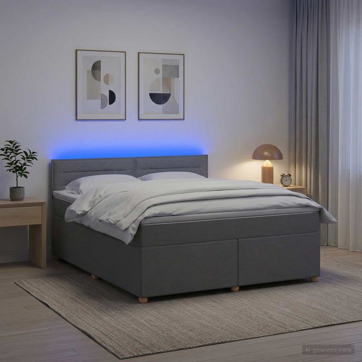 Boxmadras med topmadras Lysegrå 160 x 200 cm Stof