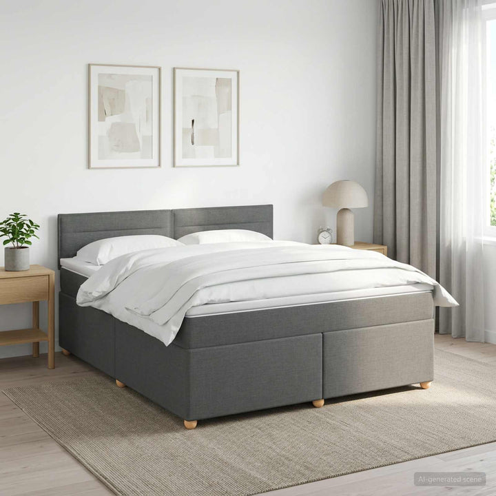 Boxmadras med topmadras Mørkegrå 140 x 200 cm Stof