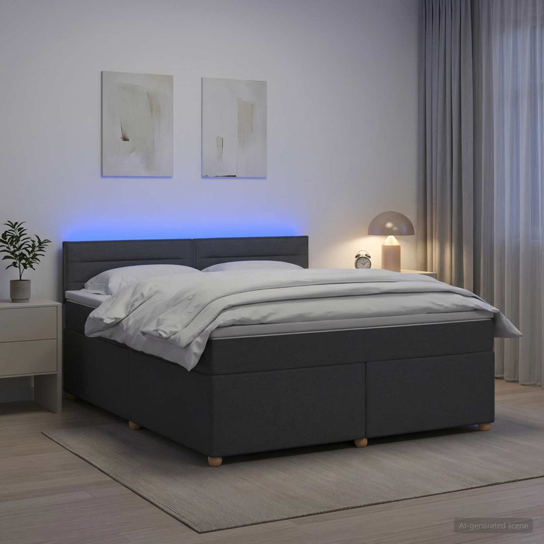 Boxmadras med topmadras Mørkegrå 140 x 190 cm Stof