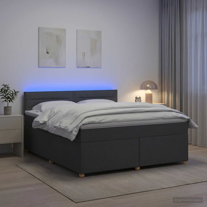 Boxmadras med topmadras Mørkegrå 160 x 200 cm Stof