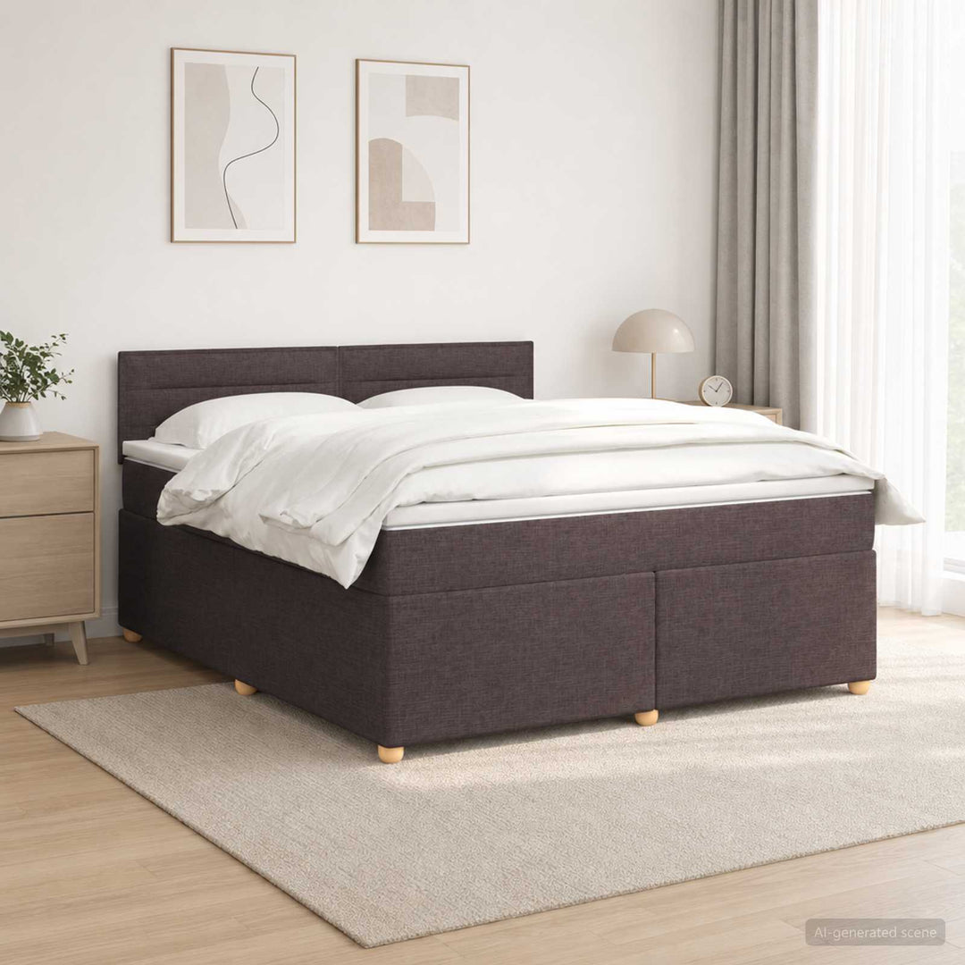 Boxmadras med topmadras Mørk Brun 140 x 200 cm Stof