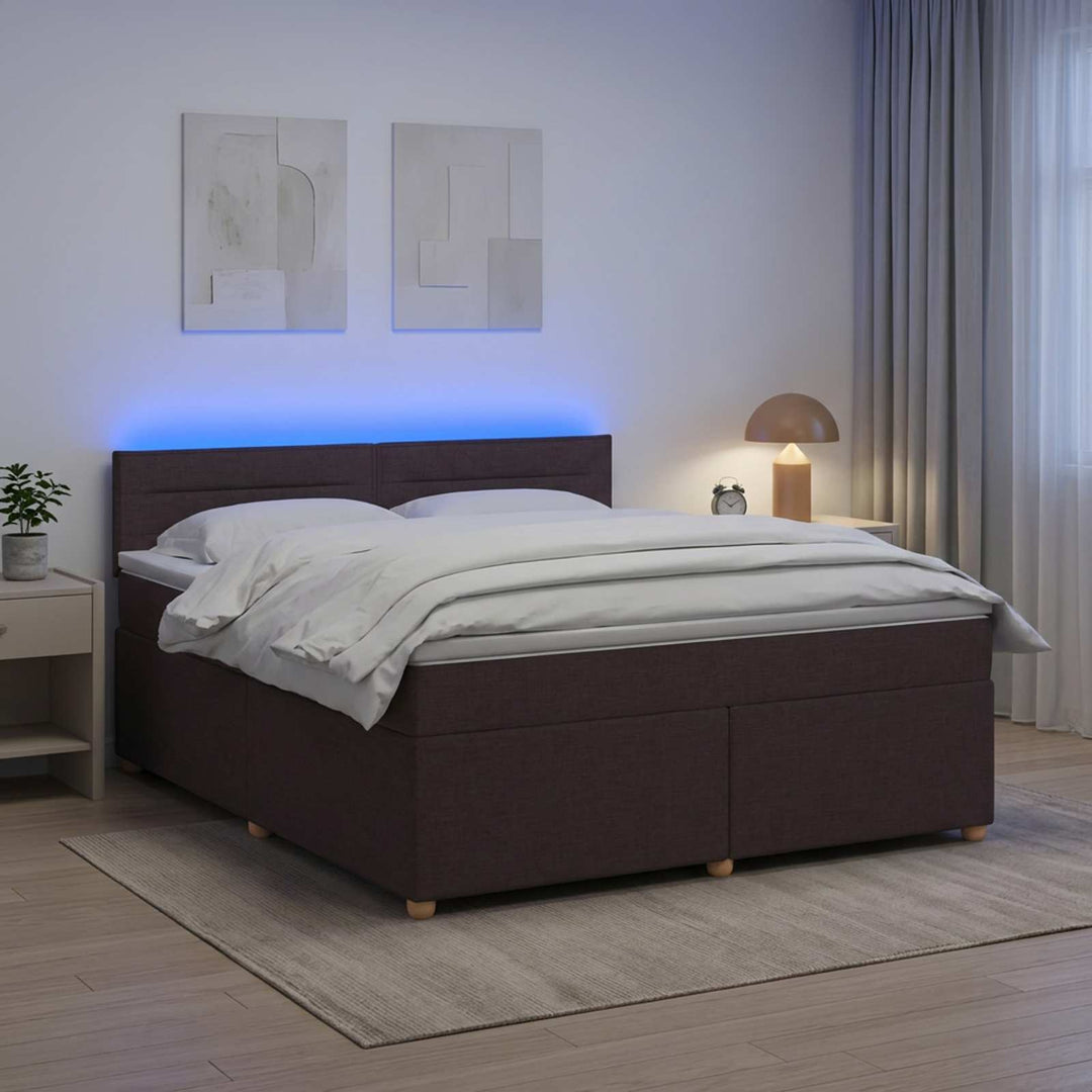 Boxmadras med topmadras Mørk Brun 140 x 200 cm Stof