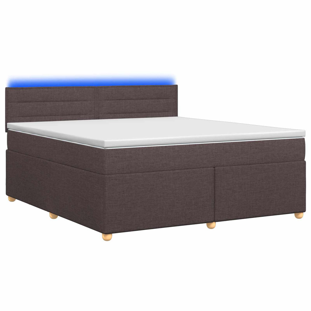 Boxmadras med topmadras Mørk Brun 180 x 200 cm Stof