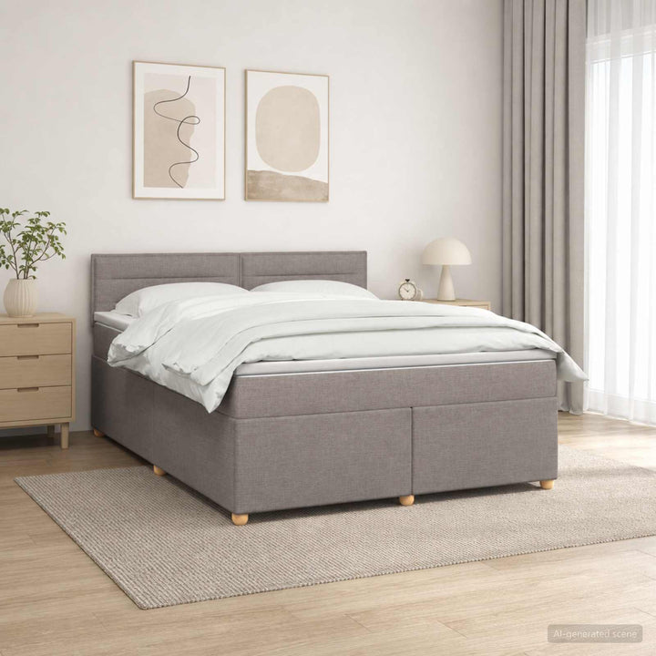 Boxmadras med topmadras Gråbrun 140 x 200 cm Stof