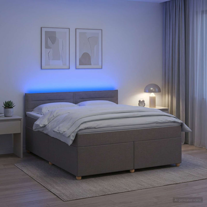 Boxmadras med topmadras Gråbrun 140 x 200 cm Stof