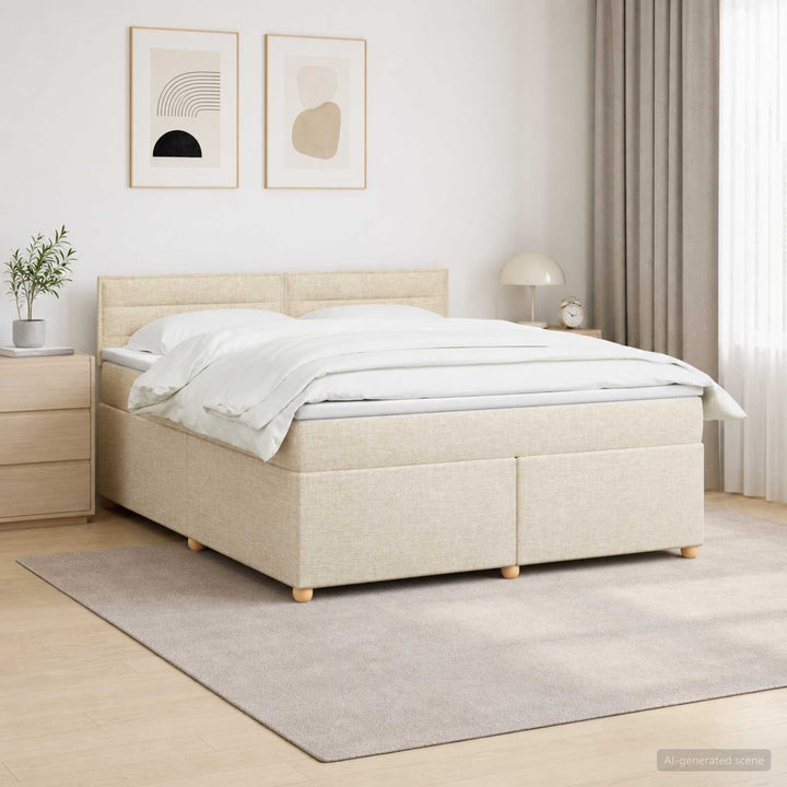 Boxmadras med topmadras Cremefarvet 140 x 200 cm Stof