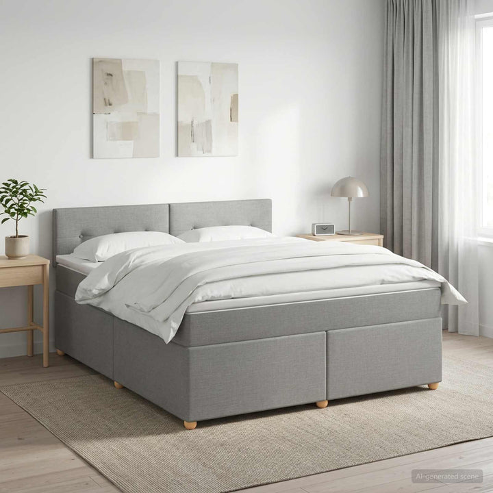 Boxmadras med topmadras Lysegrå 160 x 200 cm Stof