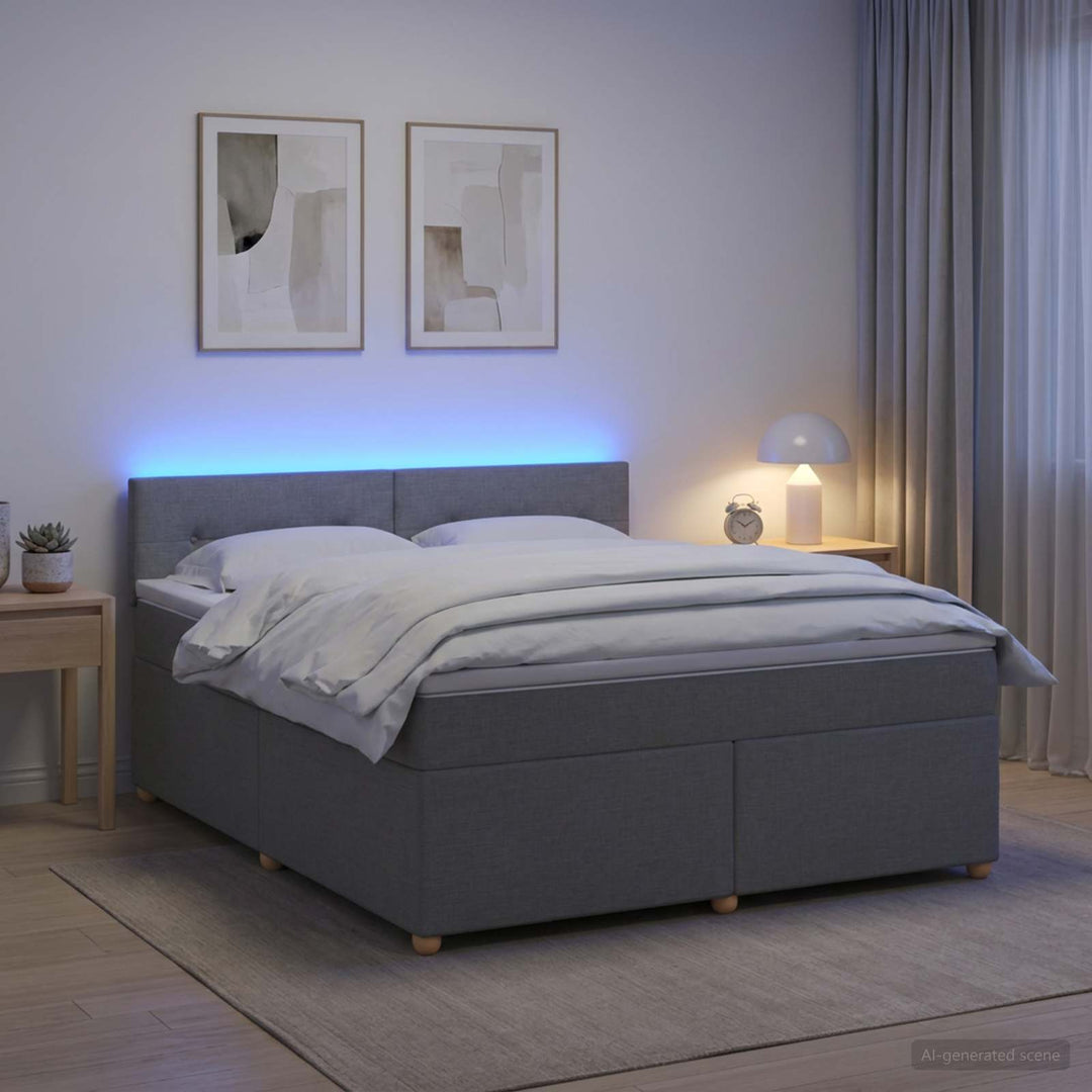 Boxmadras med topmadras Lysegrå 160 x 200 cm Stof