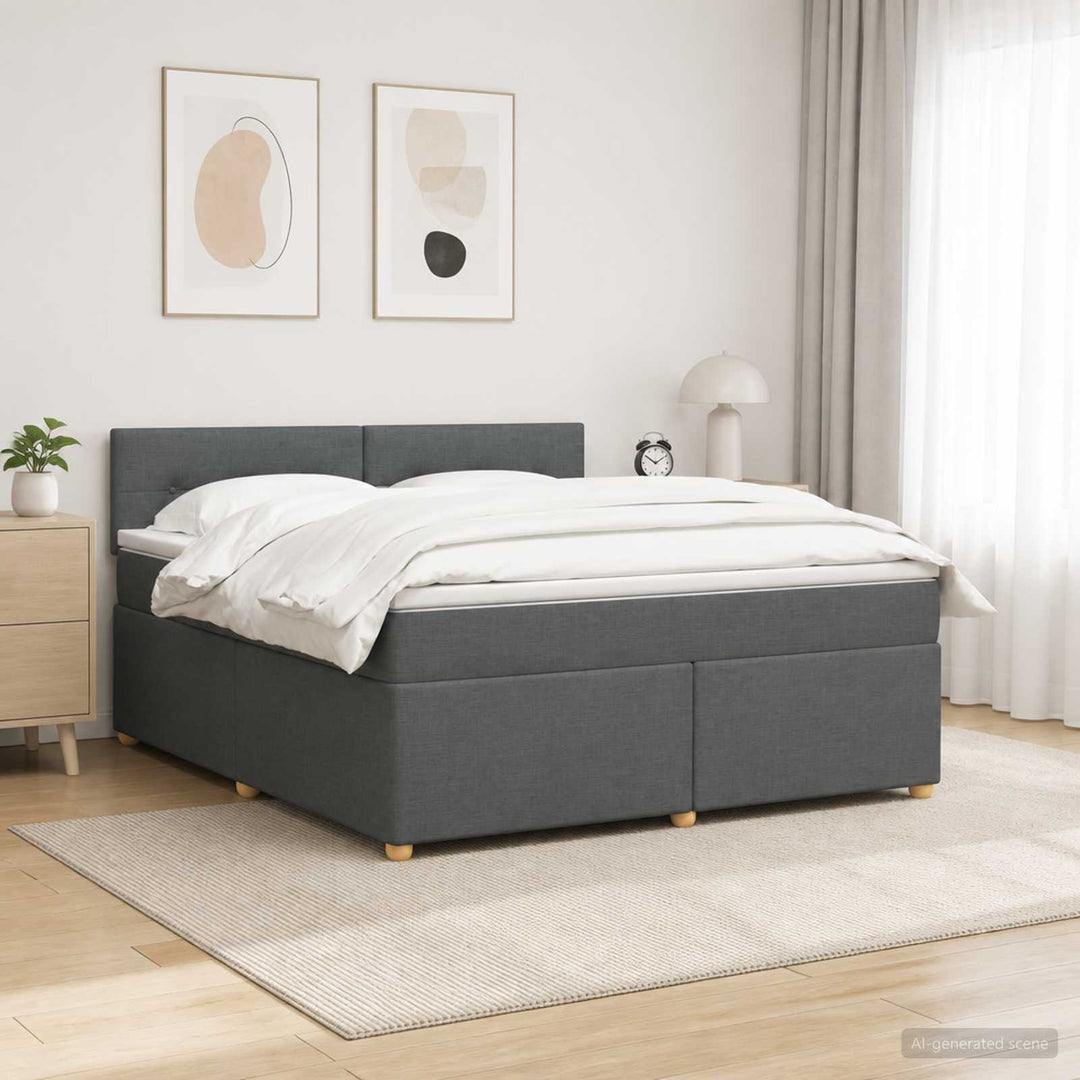 Boxmadras med topmadras Mørkegrå 160 x 200 cm Stof