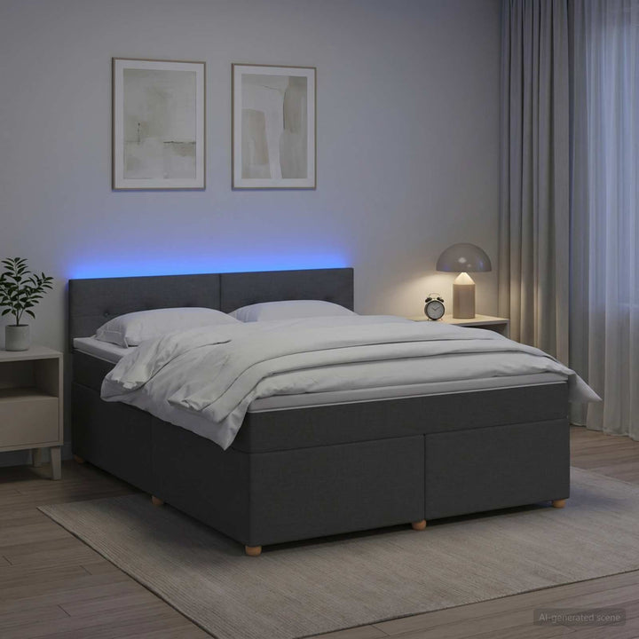 Boxmadras med topmadras Mørkegrå 140 x 200 cm Stof