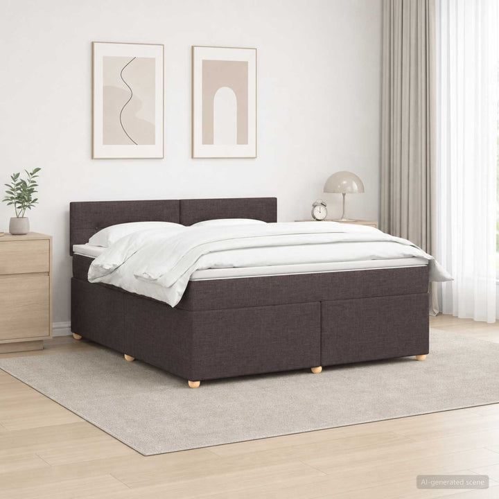 Boxmadras med topmadras Mørk Brun 160 x 200 cm Stof