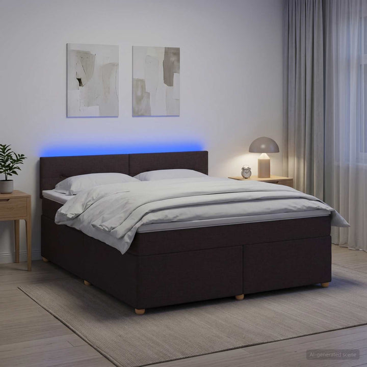 Boxmadras med topmadras Mørk Brun 160 x 200 cm Stof