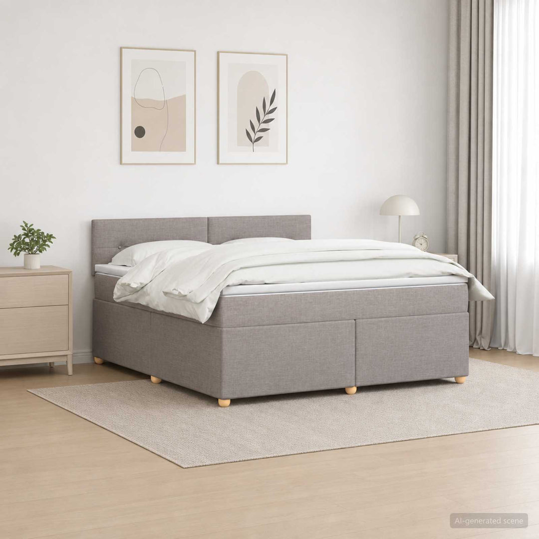 Boxmadras med topmadras Gråbrun 160 x 200 cm Stof