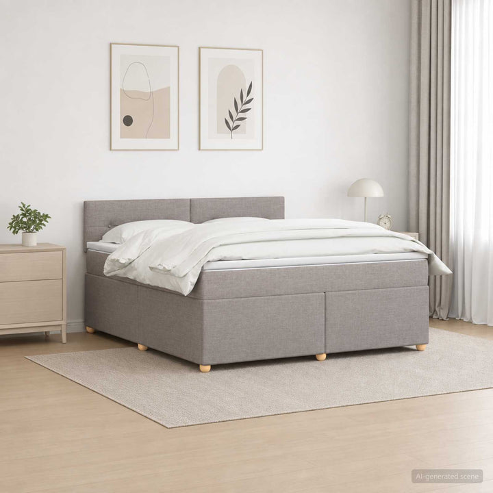 Boxmadras med topmadras Gråbrun 140 x 200 cm Stof