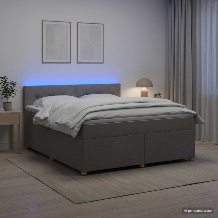 Boxmadras med topmadras Gråbrun 160 x 200 cm Stof
