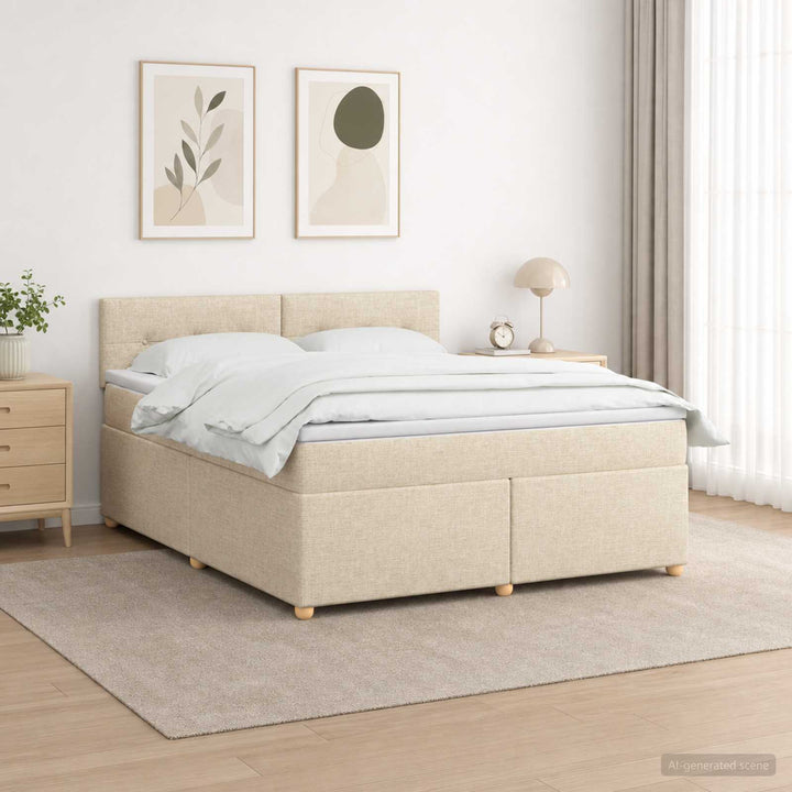 Boxmadras med topmadras Cremefarvet 180 x 200 cm Stof