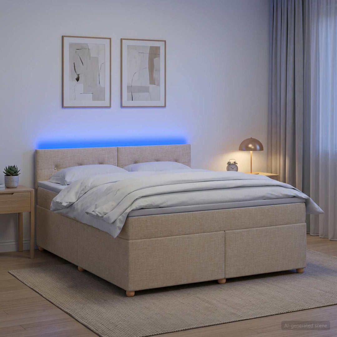 Boxmadras med topmadras Cremefarvet 140 x 200 cm Stof