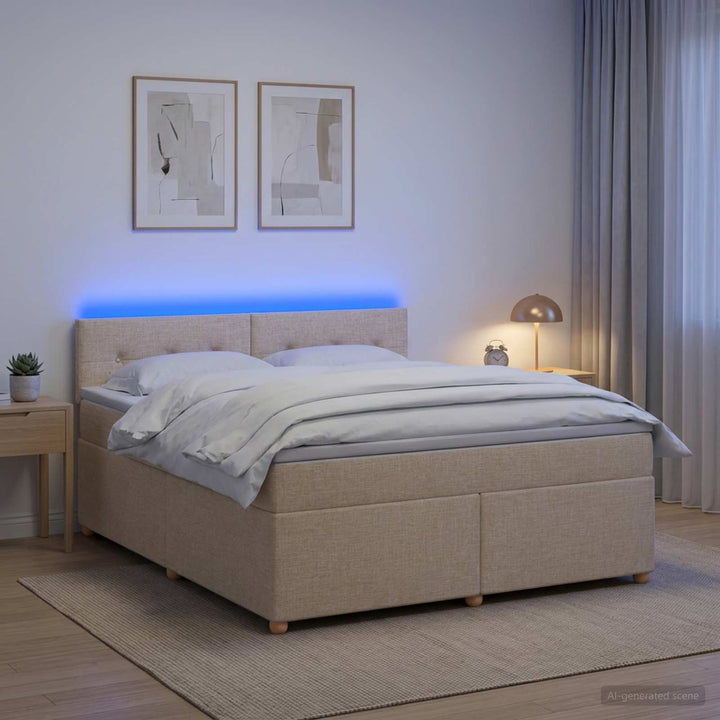 Boxmadras med topmadras Cremefarvet 140 x 200 cm Stof