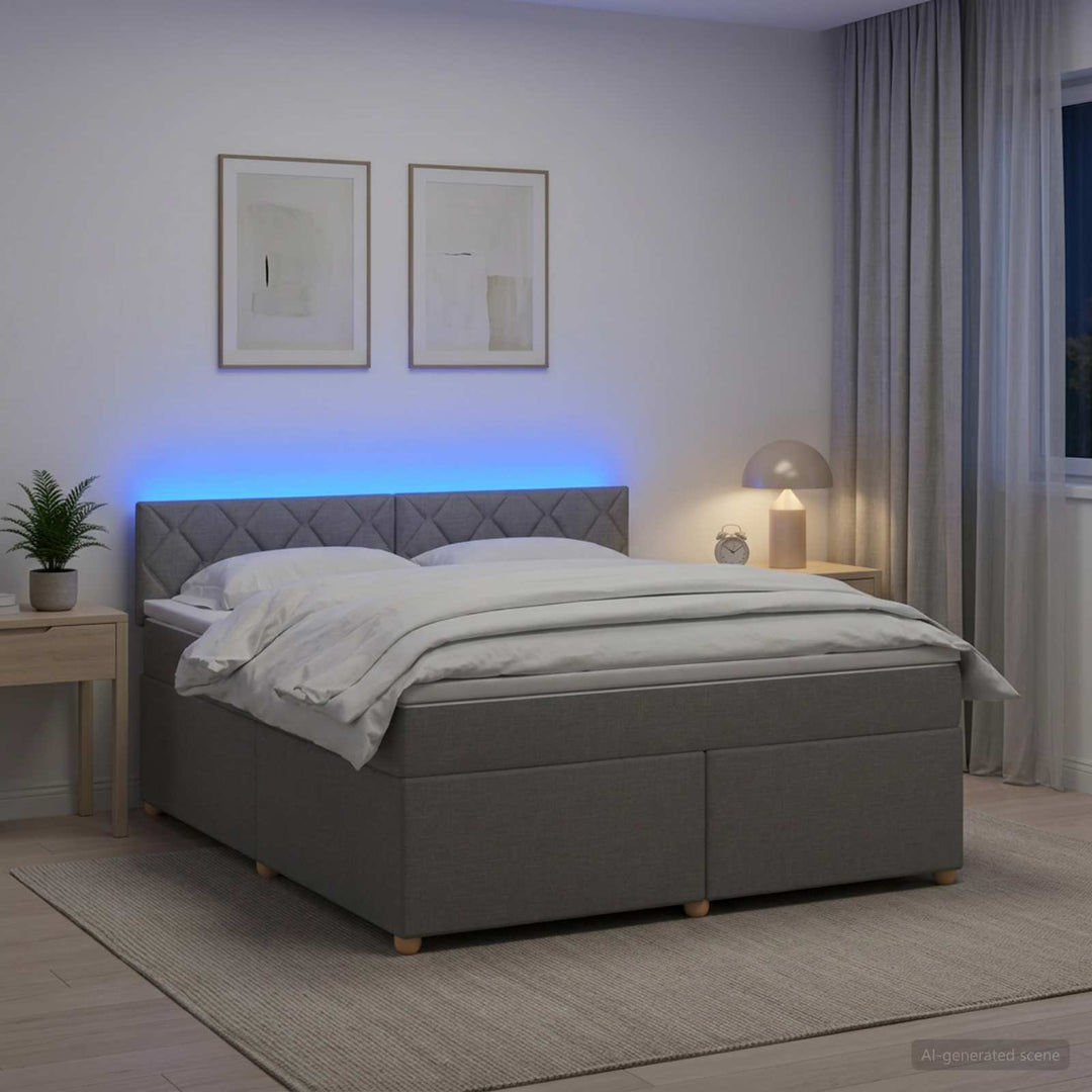 Boxmadras med topmadras Lysegrå 160 x 200 cm Stof