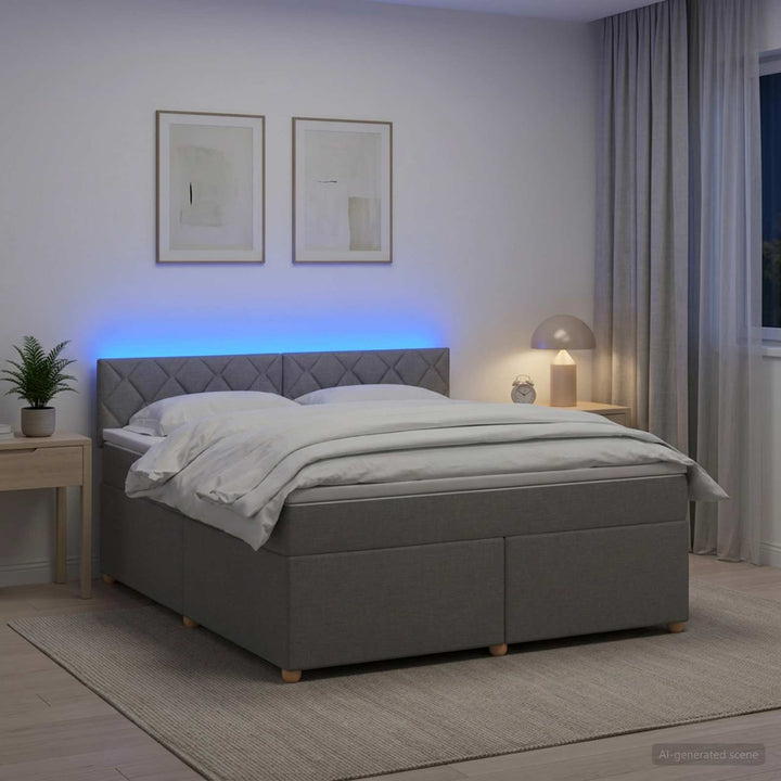 Boxmadras med topmadras Lysegrå 160 x 200 cm Stof