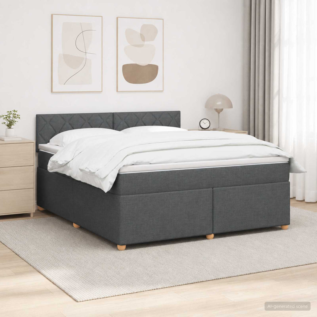 Boxmadras med topmadras Mørkegrå 140 x 190 cm Stof
