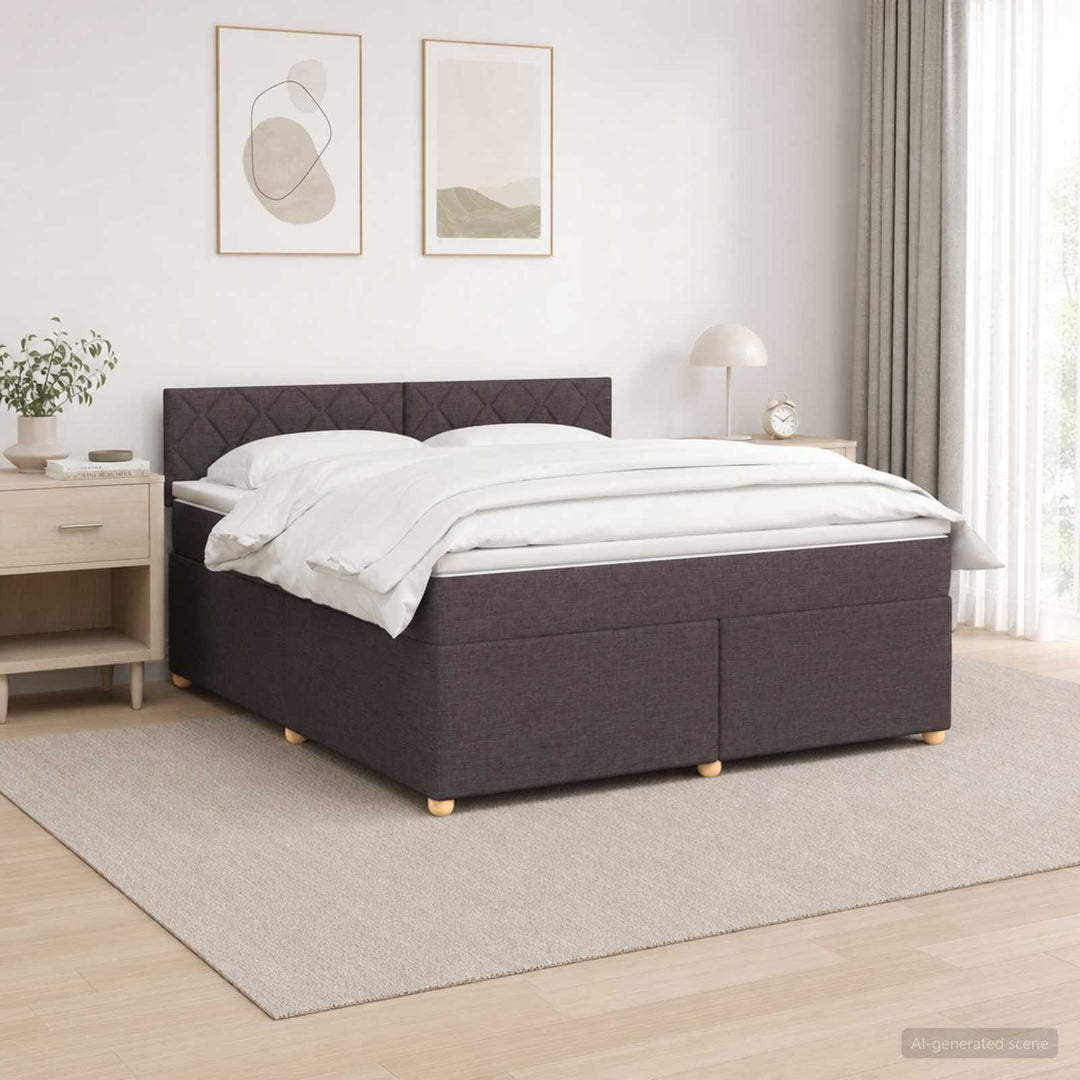 Boxmadras med topmadras Mørk Brun 160 x 200 cm Stof