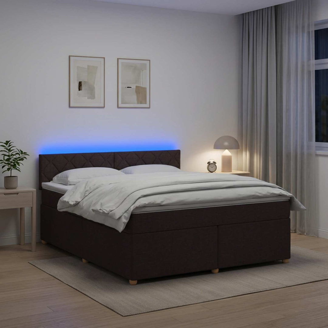 Boxmadras med topmadras Mørk Brun 160 x 200 cm Stof