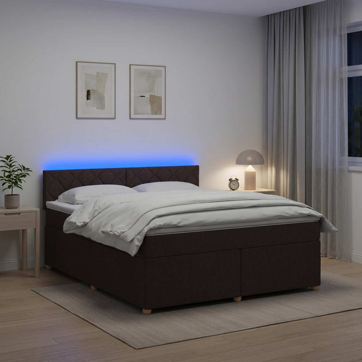 Boxmadras med topmadras Mørk Brun 160 x 200 cm Stof